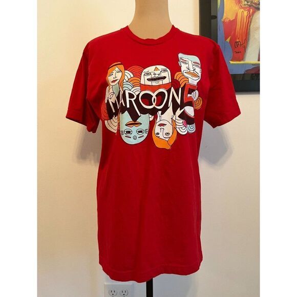 2013 Maroon 5 Overexposed Concert T-Shirt Red Medium - Picture 1 of 10
